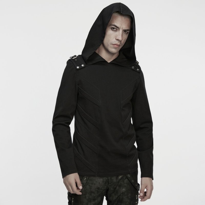 賽博龐克巫師仿丹寧連帽上衣 - 帽T/大學T - 其他材質 黑色