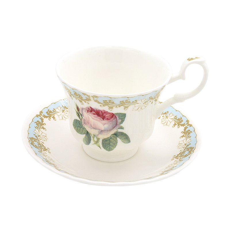 UK RK | Vintage Roses Classical Rose Garden Sky Powder Blue 230ml Cup and Plate Set - Teapots & Teacups - Porcelain Multicolor