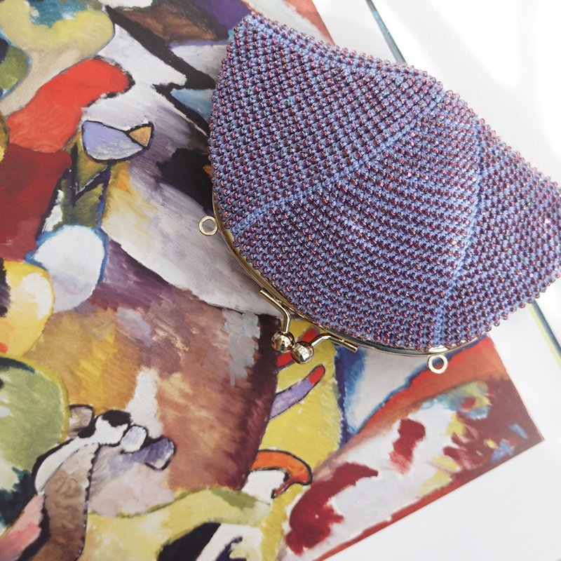 Ba-ba handmade Seedbeads crochet pouch No.2000 - 化妝包/收納袋 - 其他材質 紫色