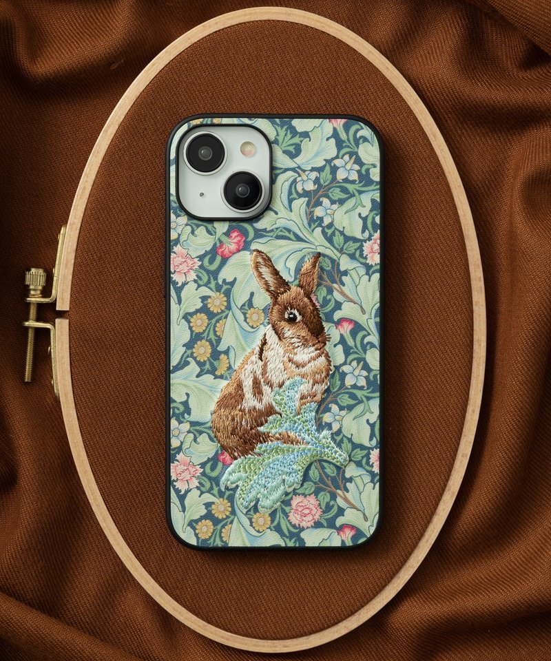 3D Embroidered Smartphone Case iPhone12 PU Leather William Morris Cat Animal 06:NAG1359 - เคส/ซองมือถือ - พลาสติก หลากหลายสี