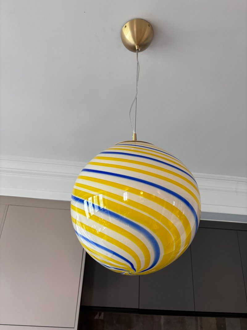 Hand Blown Glass Globe Pendant Lights D25cm(9.8inch), Glass Globe Ceiling Light - Lighting - Glass Multicolor