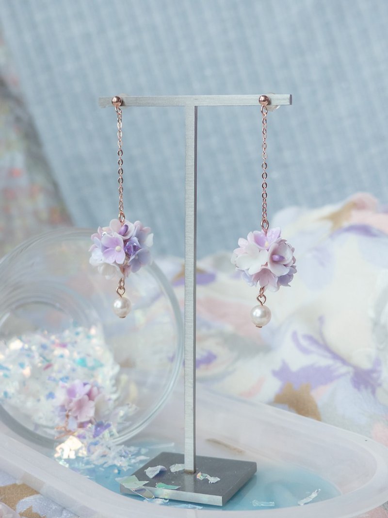 Thistle Purple Bouquet  925Silver  Earring - Earrings & Clip-ons - Clay Purple