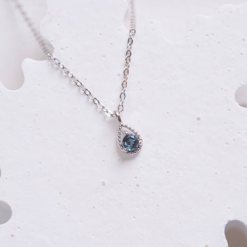 London Blue Stone Sterling Silver Necklace elegant water droplets