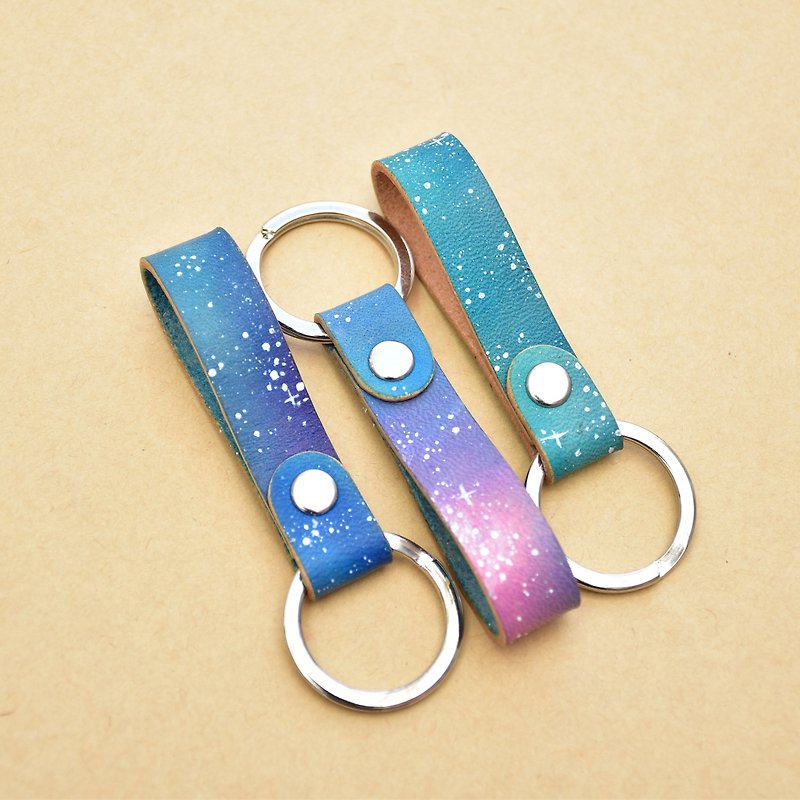 (50 pieces custom-made) leather star key ring - Keychains - Genuine Leather Blue