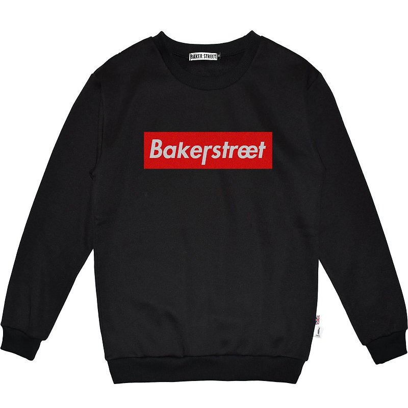 British Fashion Brand 【Baker Street】Baker Street Box Printed Sweater - Men's Sweaters - Cotton & Hemp Black