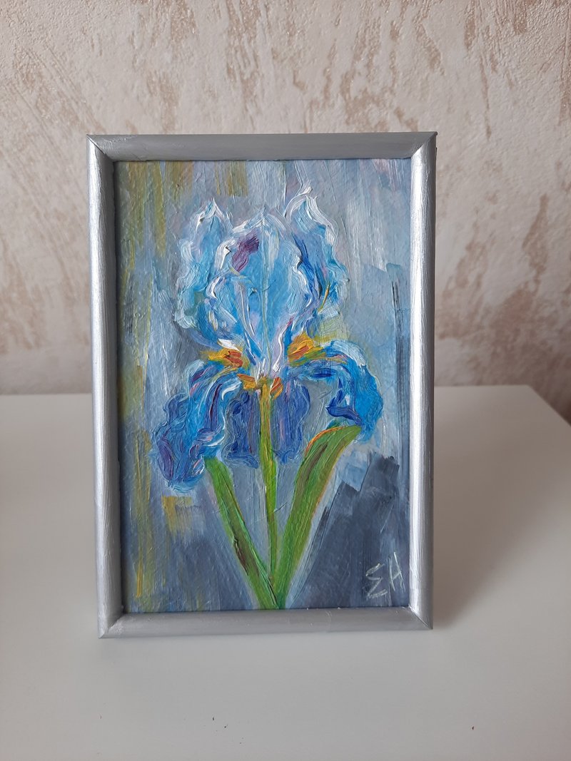 Iris oil painting Small painting | 鳶尾花油畫 - 海報/掛畫/掛布 - 木頭 紫色
