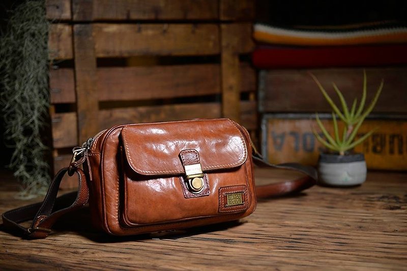 Vintage MARCO POLO Side Backpack Vintage Bag - Messenger Bags & Sling Bags - Genuine Leather Brown