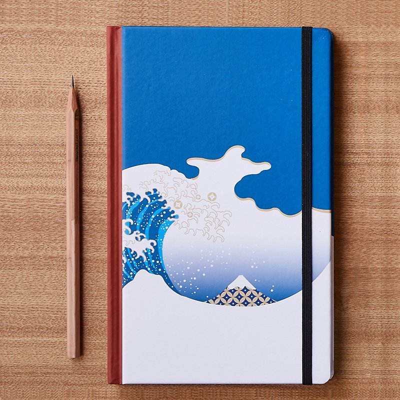 Fuji Mountain Waves Japanese Ukiyo-e L-A5 / L25K Timeless Handbook / Weekly Calendar / Notepad / Schedule / - ノート・手帳 - 紙 ブルー