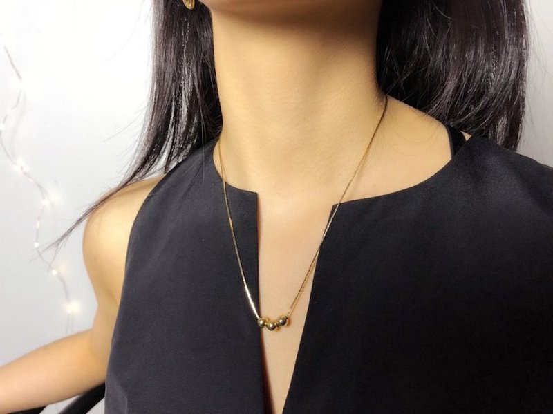 復古金珠項鍊 - 項鍊 - 貴金屬 金色