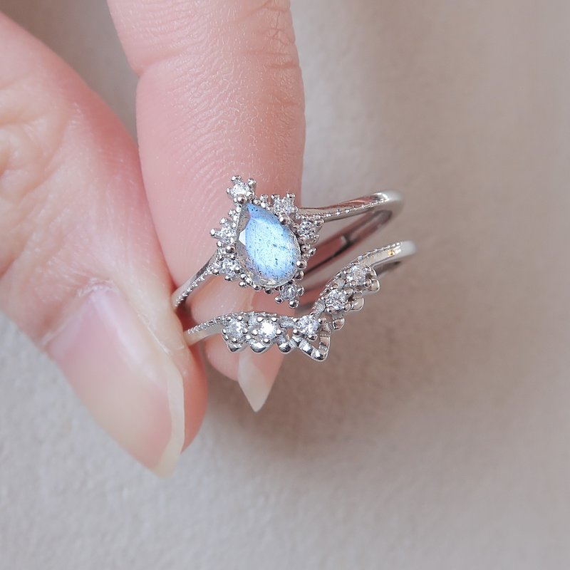 / Looking forward to eternity/ Labradorite 925 Sterling Silver Handmade Natural Stone Ring - แหวนทั่วไป - เงินแท้ สีน้ำเงิน
