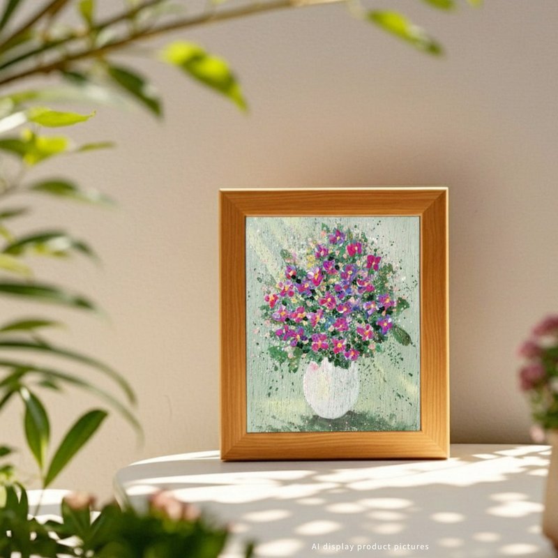 Original painting│Glimmer vase flowers - Posters - Wood 