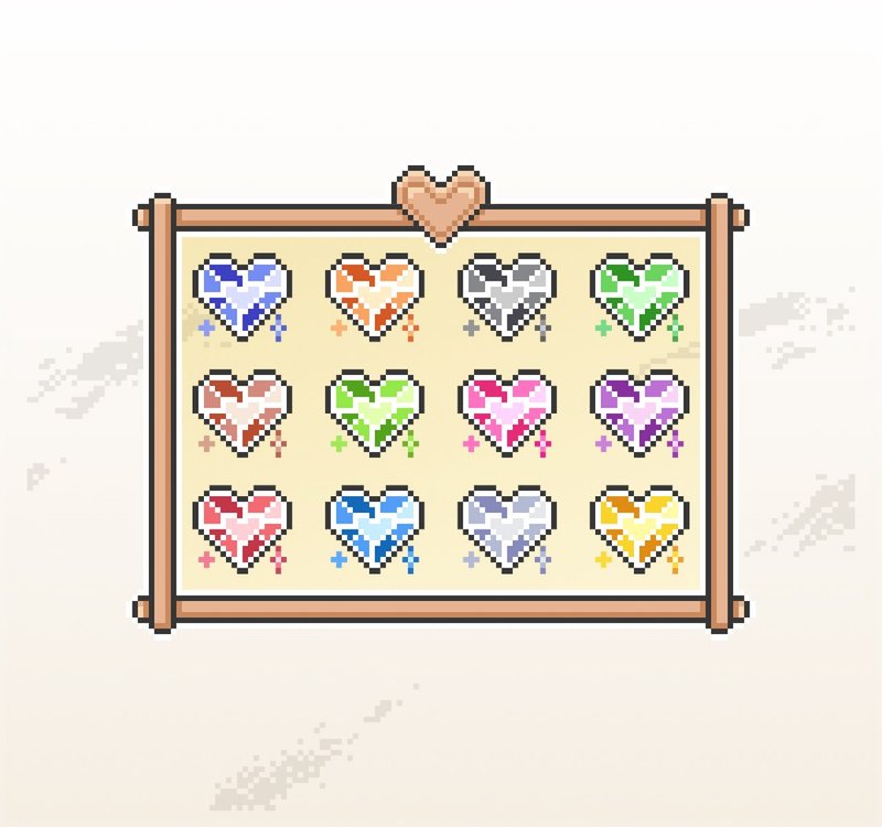 Twitch 訂閱者徽章 小奇點徽章 可愛像素風 閃亮愛心寶石 - Logo 設計/圖案設計 - 其他材質 
