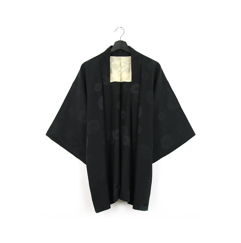Back to Green-Japan brought back feather weaving fireworks/vintage kimono - เสื้อแจ็คเก็ต - ผ้าไหม 