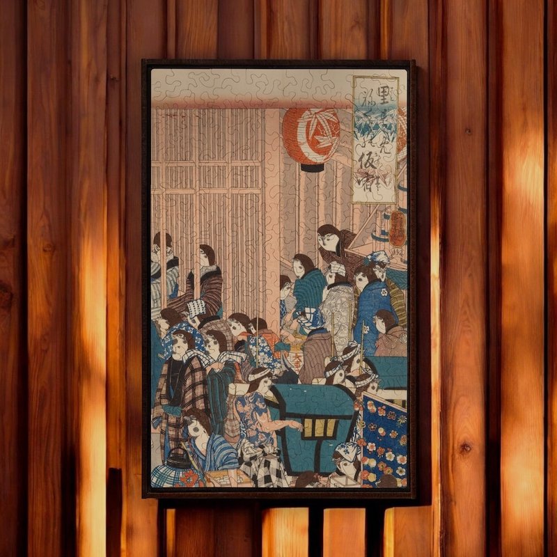 歌川國芳- 里すずめ寝ぐらの仮宿 / 上聯【壁虎拼圖】 - 擺飾/家飾品 - 木頭 藍色