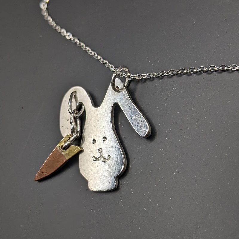 Carrot Rabbit Silver Necklace - Necklaces - Silver Silver