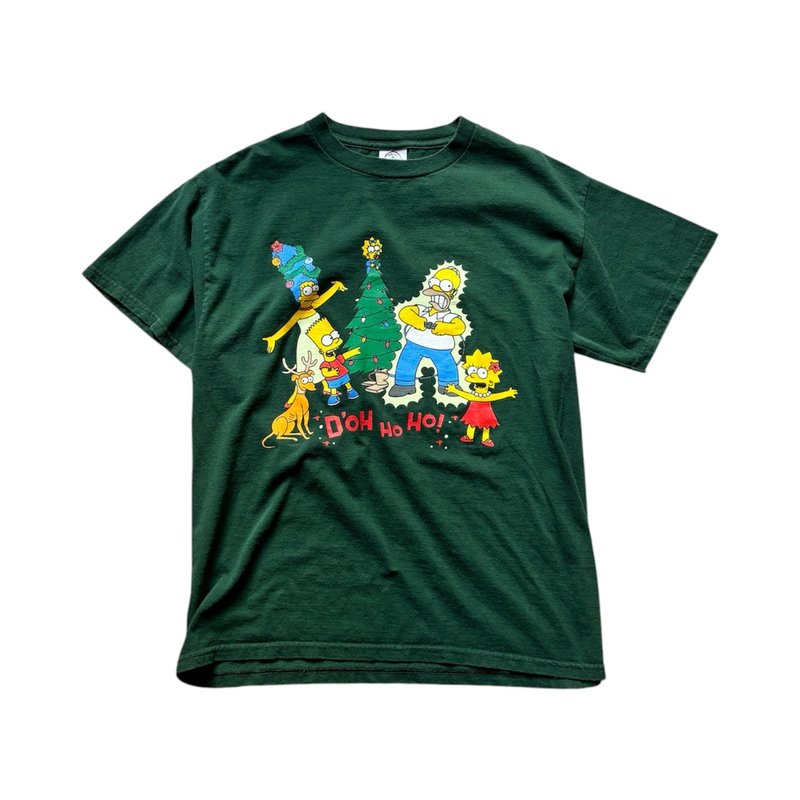 美國古著 90s Vintage 辛普森 Xmas T-shirt - 男 T 恤 - 棉．麻 多色