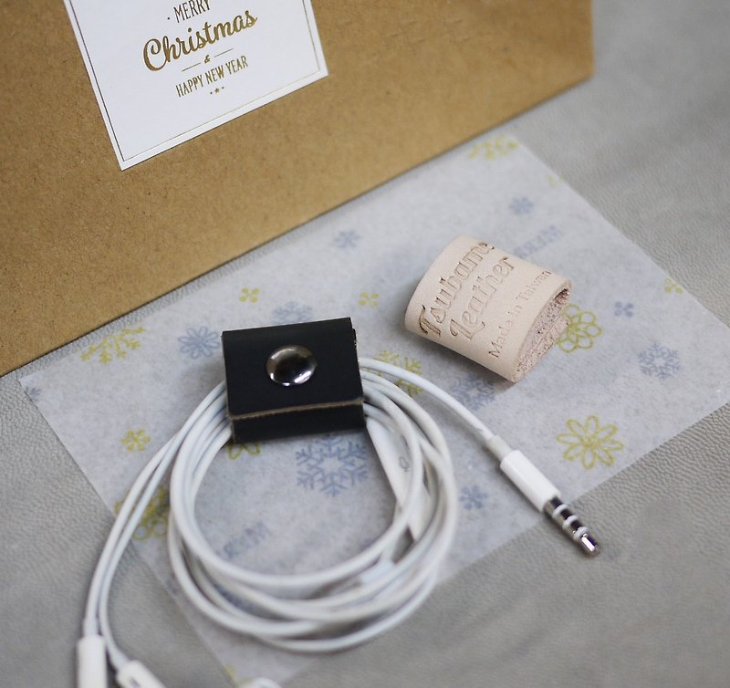 Tsubame Leather - 限時晚鳥聖誕交換禮物  植鞣革烙印真皮皮革集線器兩入 可選擇免費禮物包裝 新年禮物 - 其他 - 真皮 透明