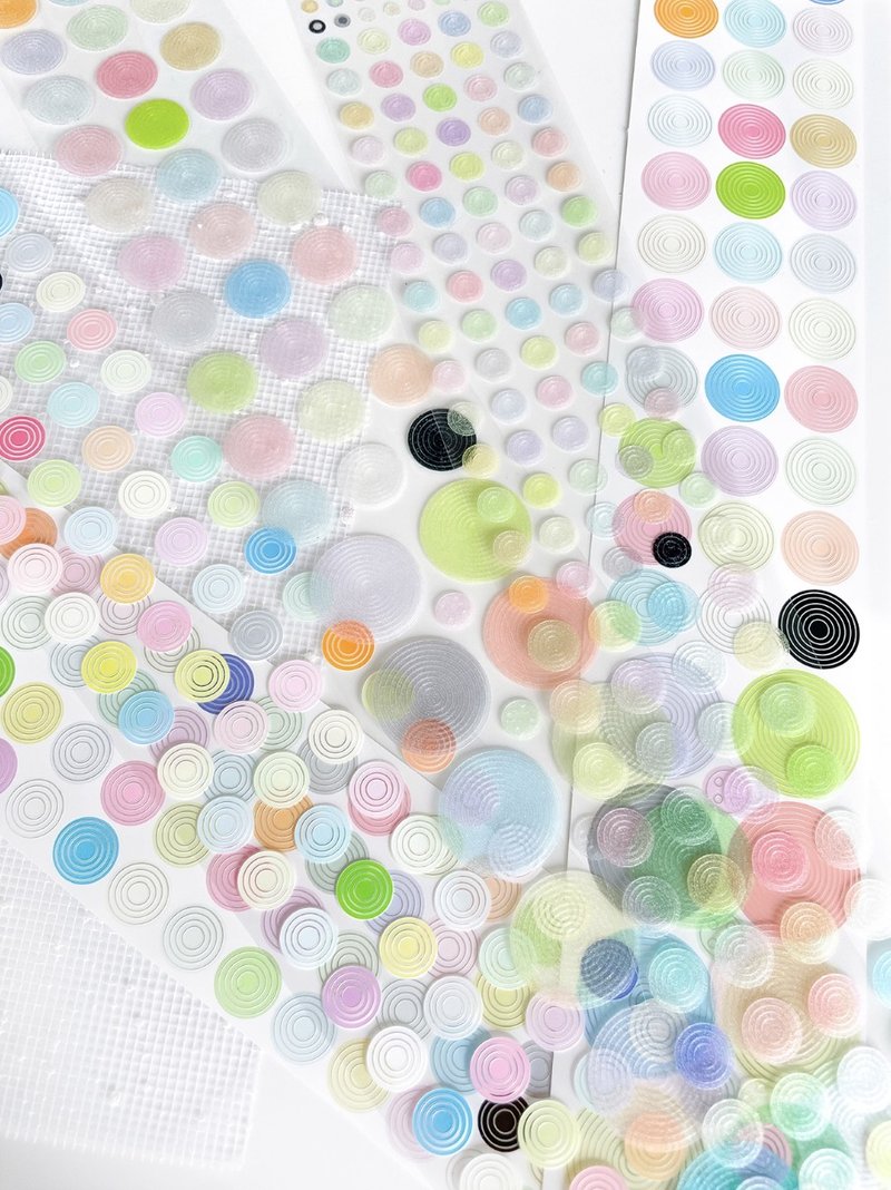 圓圓圈圈 糖果色 雰囲気デコ PET 閃砂 紙膠帶 (kiss-cut) - 紙膠帶/和紙/PET - 其他材質 多色