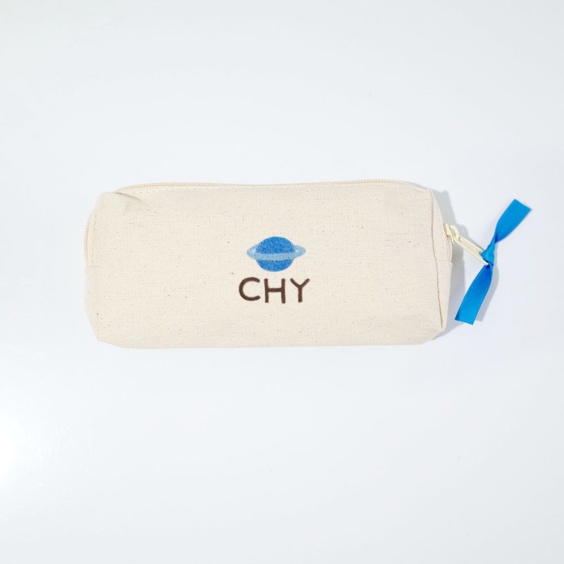 [Q-cute] Pencil Case Series-Saturn-Add Words/Customization - Pencil Cases - Cotton & Hemp Multicolor