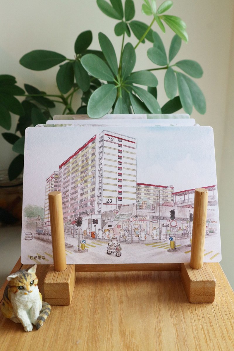 Cat Hong Kong Postcards Public Housing Series Set A -4pcs