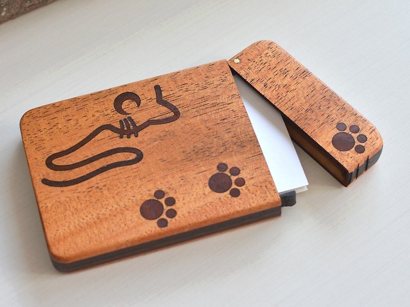 Wooden business card holder [CAT & footmark] Business Card Case - ที่เก็บนามบัตร - ไม้ 