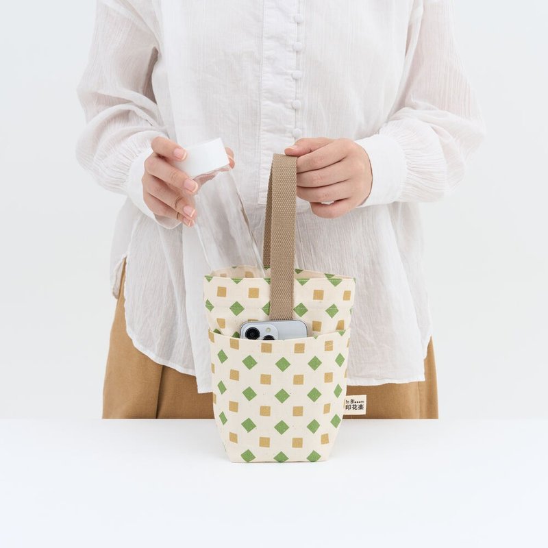 Daily small bag (organic cotton)/Old Tile No. 8/Mountain Green Brown - Handbags & Totes - Cotton & Hemp Green