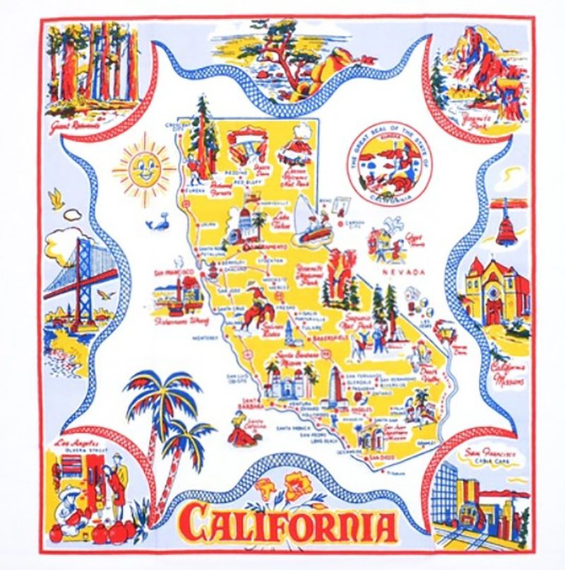 American Landmark Tablecloth - California - Wall Décor - Cotton & Hemp 