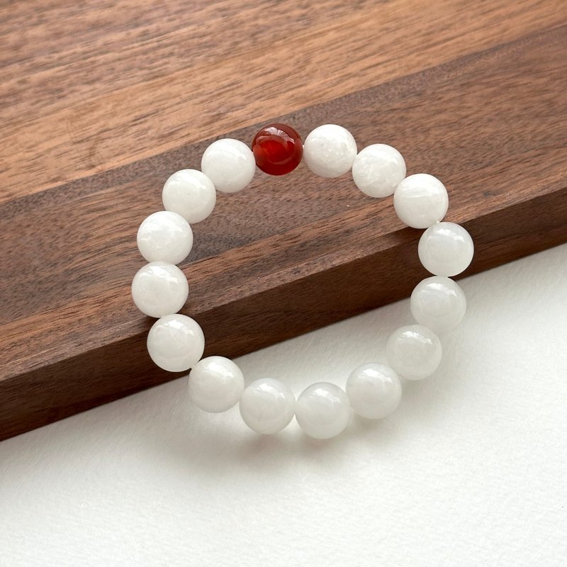 [White Red Jade Guardian Stone] White Stone Red Agate Bracelet Creativity, Affinity, Protection from Villains, Increased Security - สร้อยข้อมือ - เครื่องประดับพลอย ขาว