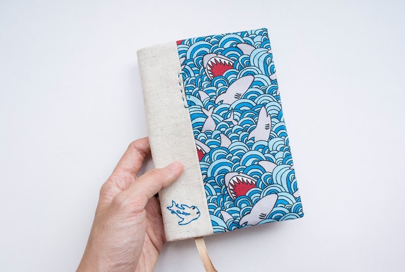 Jot of Ideas fabric A6 bookcover - Shark Attack1 - Notebooks & Journals - Cotton & Hemp Multicolor