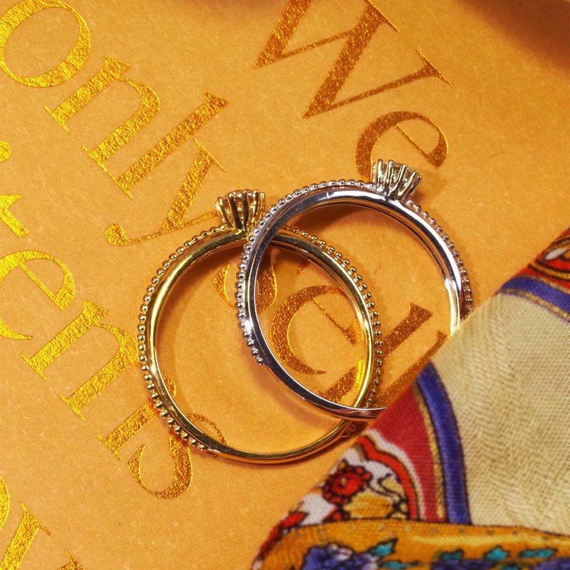 The Only One Diamond  Ring| 日系復古鑽石戒指 | 18K 白金 - 戒指 - 貴金屬 銀色