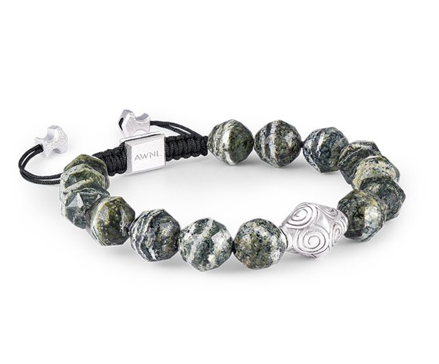 ◇新品◇グリーンゼブラジャスパーブレスレット◇約12.5㎜◇約