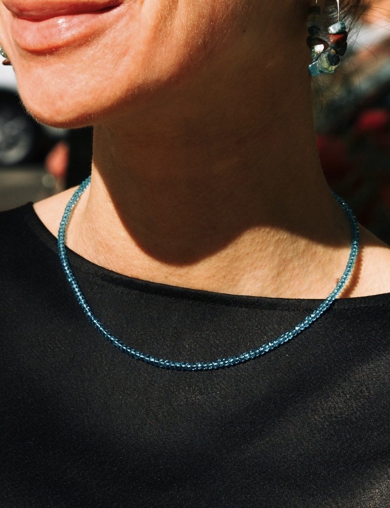 Blue Necklace, Crystal Necklace, Blue Choker, Custom Choker, Chakra choker - Necklaces - Crystal Blue