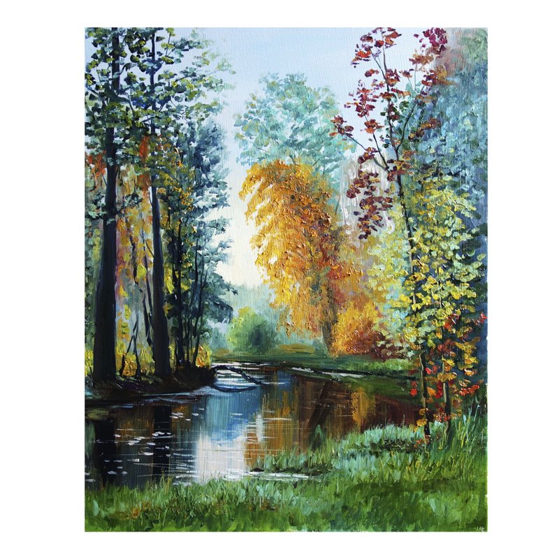 Birch Trees Oil Painting Original Art 油畫原作 Aspen Trees Artwork Landscape - 海報/掛畫/掛布 - 顏料 多色