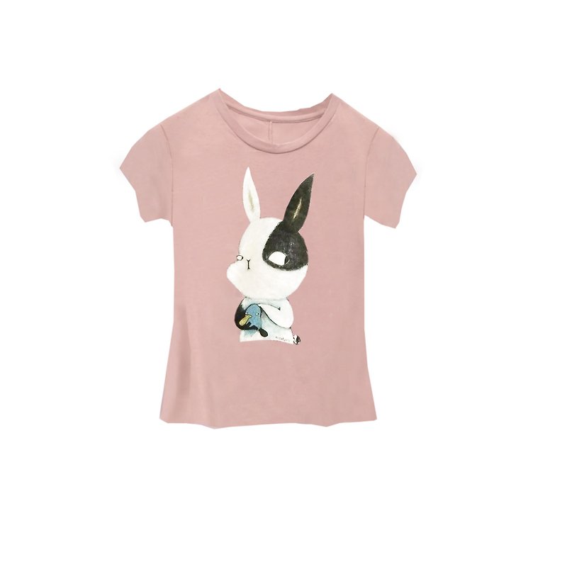 Cotton & Hemp Unisex Hoodies & T-Shirts - emmaAparty illustrator T: peek at the rabbit together (lotus root powder)