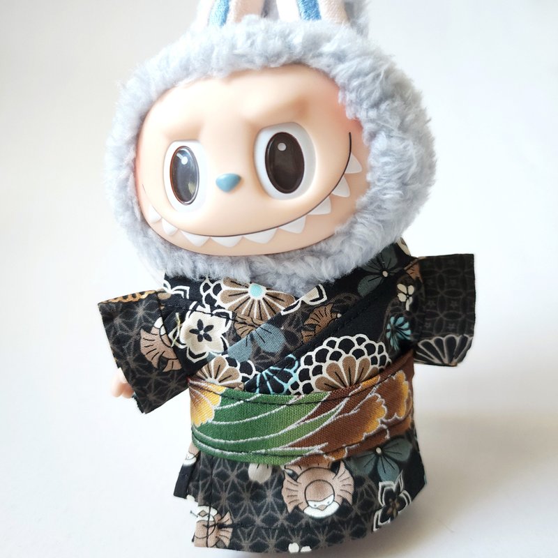 Labubu17cm娃衣,15cm棉花娃衣, 手作玩偶衣服-黑金麻雀 - 公仔/玩偶 - 棉．麻 黑色