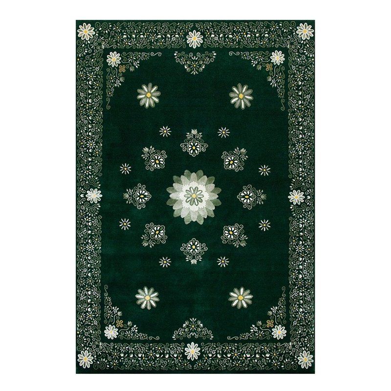 floral_bandana 印度手工編織藝術地毯客廳臥室羊毛+蠶絲地毯 - 地墊/地毯 - 羊毛 綠色