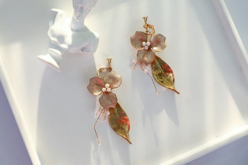 Copper & Brass Earrings & Clip-ons Pink - Felicidad/Flower Pinellia/Pink/Earrings