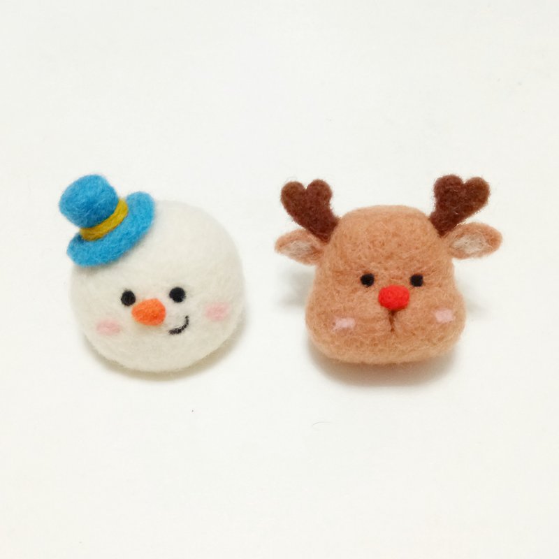 Wool Knitting / Felted Wool / Cloth - Christmas pin wool felt experience course-reindeer or snowman