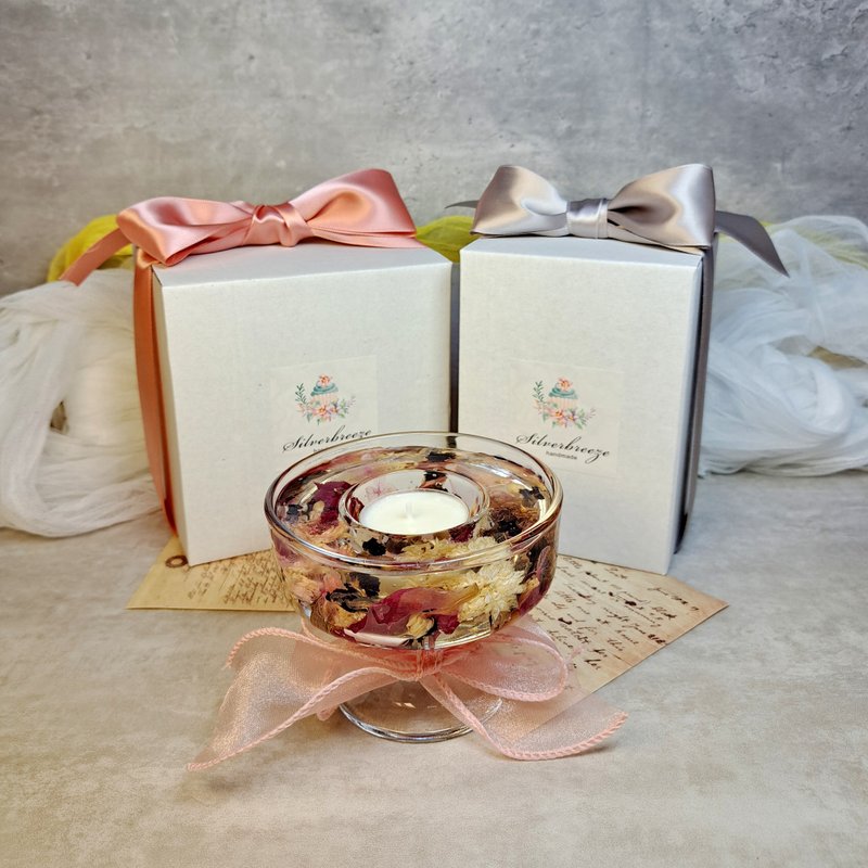 茶蠟燭台 乾花燭台  婚禮裝飾 母親節  姊妹禮物 紀念品 情人節 - 香氛蠟燭/燭台 - 蠟 粉紅色