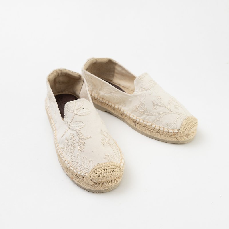 台湾製の生地で手縫いの靴作り エスパドリーユ - スリッポン - コットン・麻 