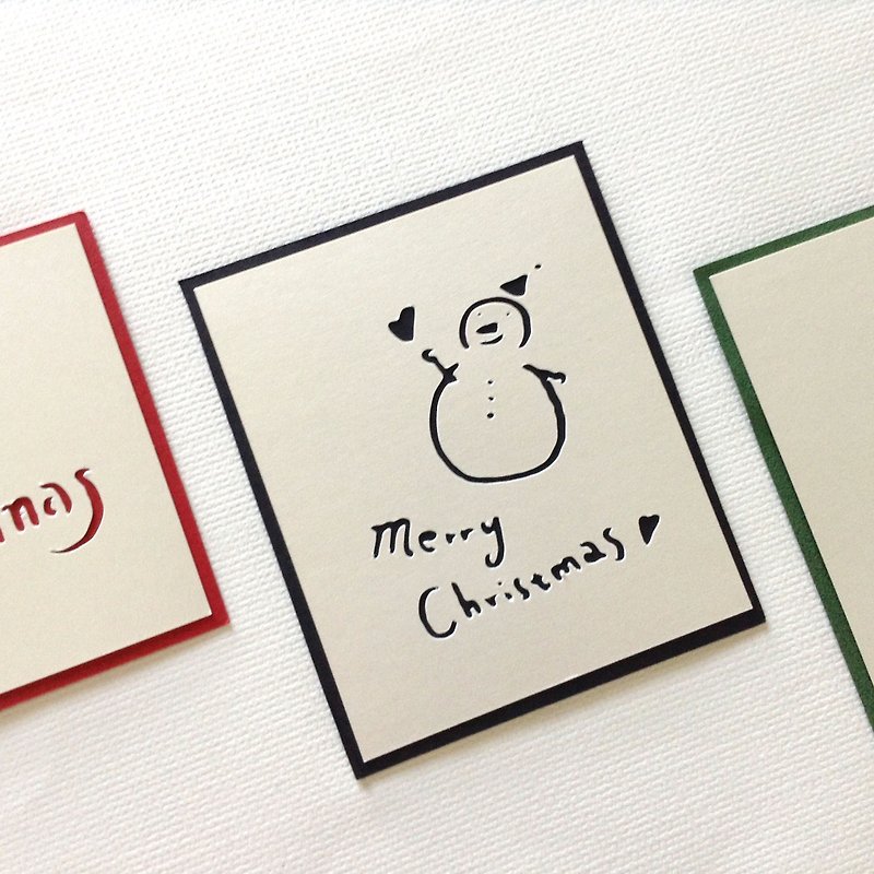 紙 カード・はがき ブラック - クリスマスカード - 封筒付き雪だるま/リーフレット