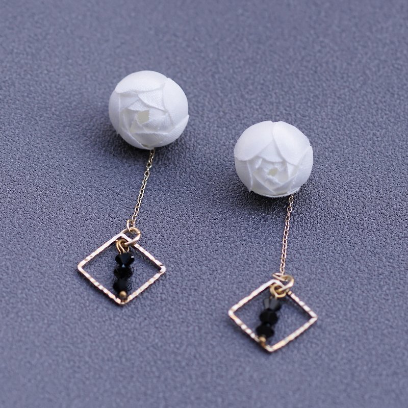 Hermit | Exquisite Small White Rose Drop Earrings - Earrings & Clip-ons - Other Materials White