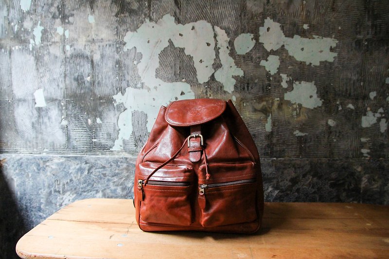 Curly Department Store-Vintage Fulfilment Caramel Leather Backpack Retro - Backpacks - Genuine Leather 