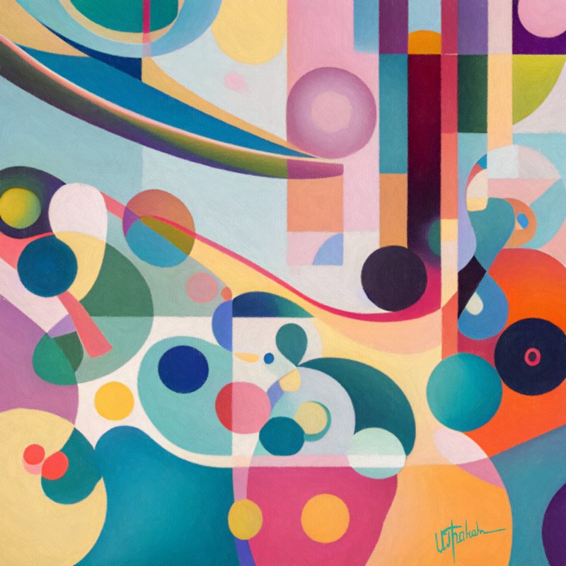 Geometric abstract art Acrylic blue painting on canvas Original painting as gift - 海報/掛畫/掛布 - 壓克力 多色
