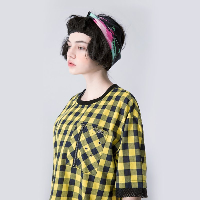 UNISEX DUAL LAYERED APPEARANCE SHIRT - เสื้อเชิ้ตผู้หญิง - ผ้าฝ้าย/ผ้าลินิน สีเหลือง