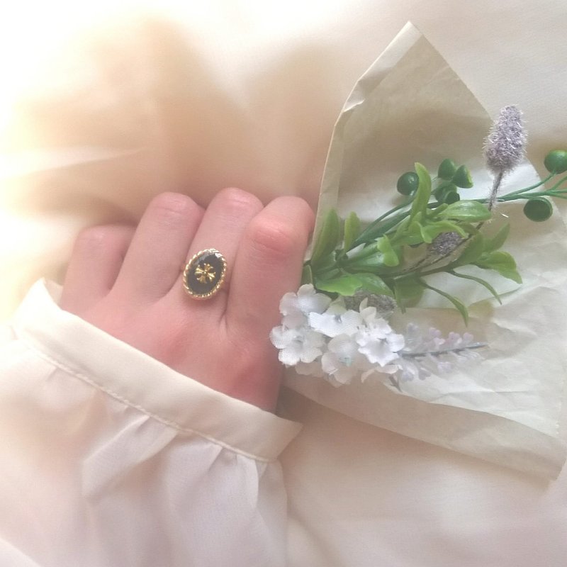 vintage emblem ring ヴィンテージ風 エンブレム リング  ( ネイビー・フリーサイズ ) - 戒指 - 樹脂 藍色