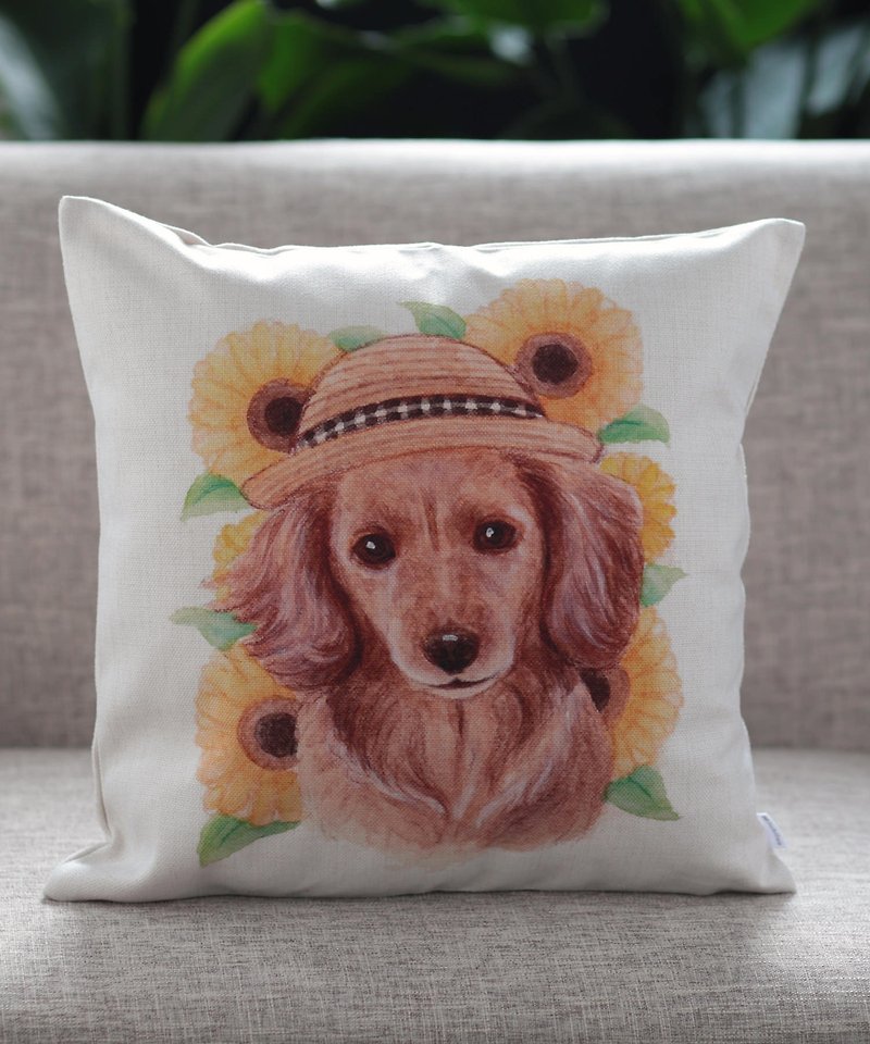 Jubilee Cushion Cover Dachshund Sunflower - Pillows & Cushions - Cotton & Hemp Multicolor