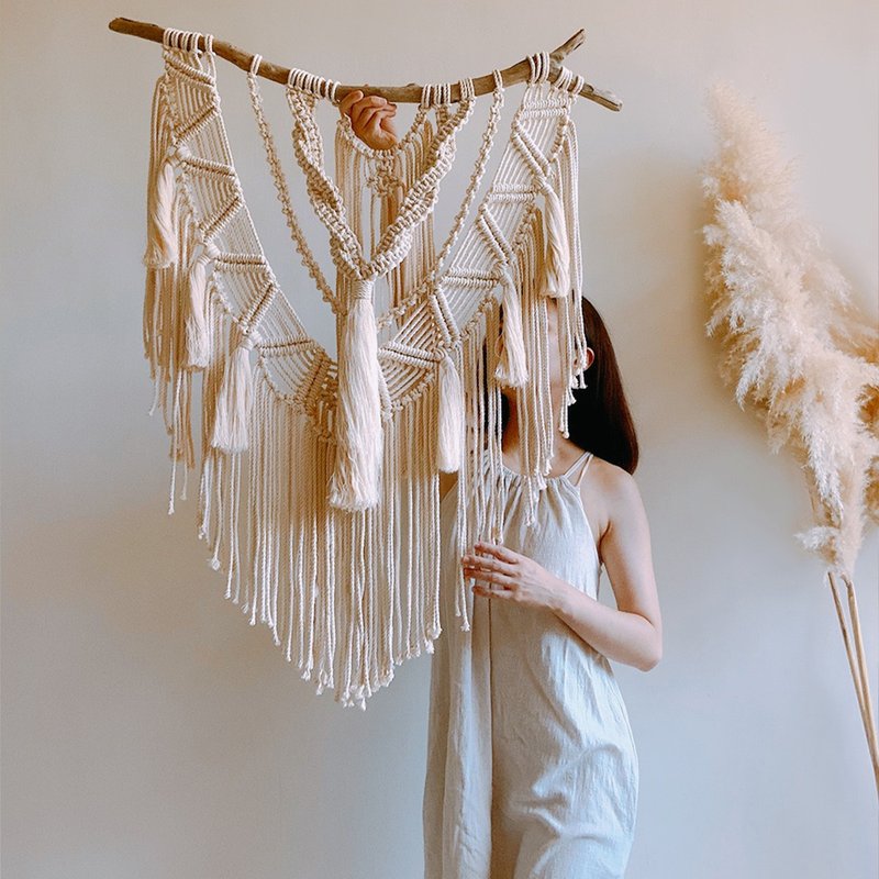 Macrame 客製化波西米亞風掛飾 - 擺飾/家飾品 - 棉．麻 白色