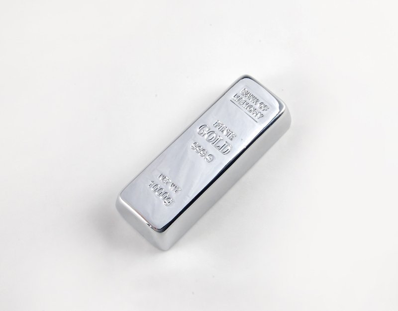 Silver Brick Shaped Flash Drive Small Silver Brick Small Silver Brick 8GB - USB Flash Drives - Other Metals 