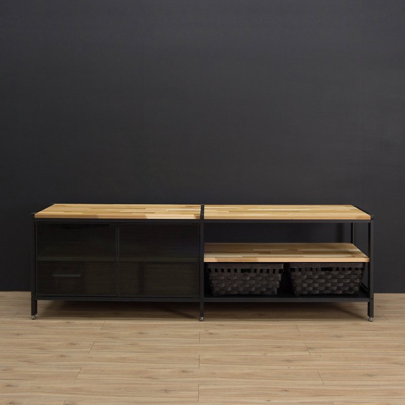 Creesor-Shido 40 industrial style TV cabinet and shoe cabinet - โต๊ะวางทีวี - โลหะ สีดำ